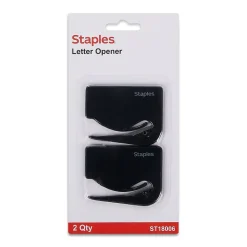 New Staples Concealed Blade Letter Opener, Black, 2/Pack (18006-CC)