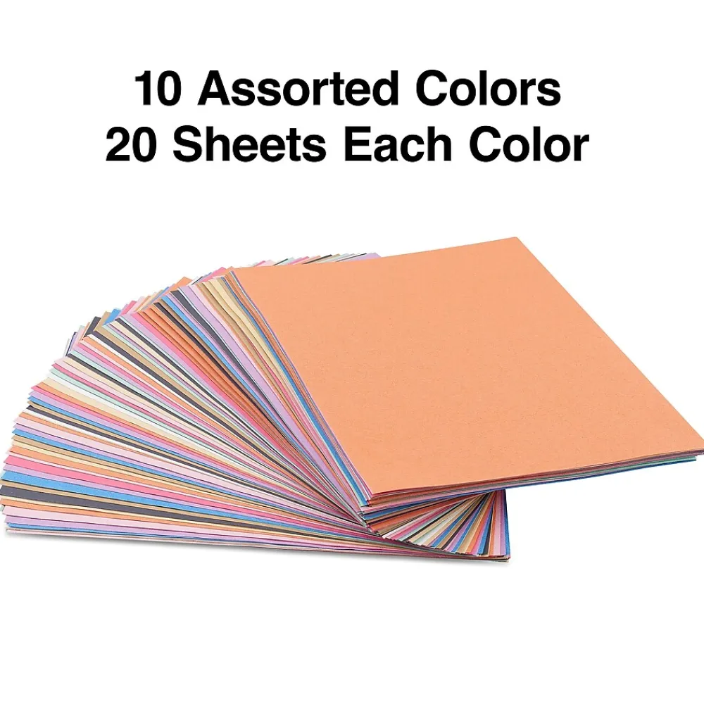 Construction Paper*Staples Construction Paper, 9"W x 12"L, Assorted, 200/Pack (23104)