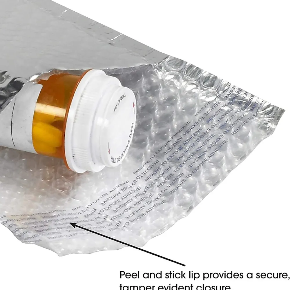SI Products Staples Cool Shield Bubble Mailer, 6.5" x 10.5", Silver, 100/Carton (INM610)