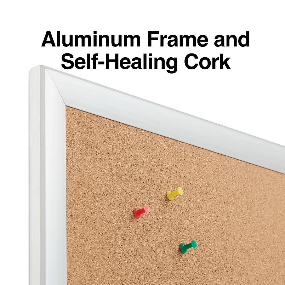 Bulletin*Staples Cork Bulletin Board, Aluminum Frame, 6'W x 4'H (28317-CC)