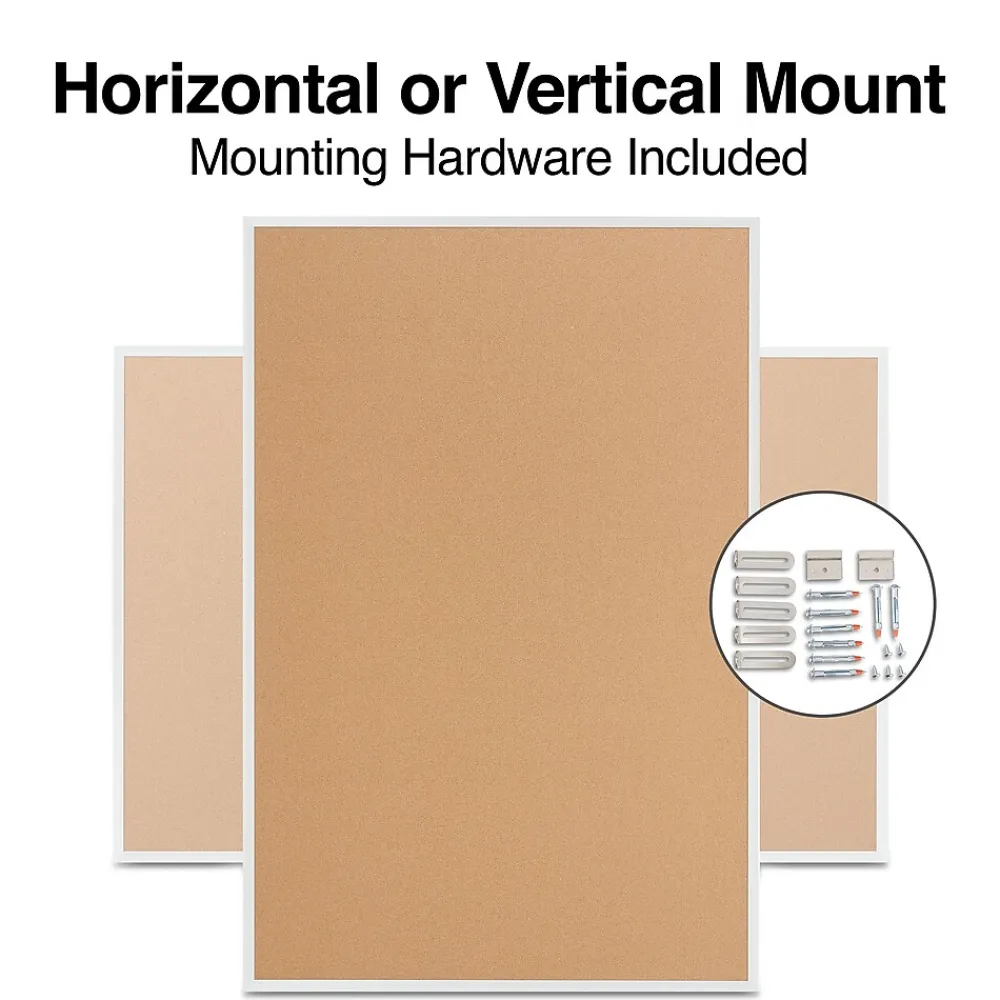 Bulletin*Staples Cork Bulletin Board, Aluminum Frame, 6'W x 4'H (28317-CC)