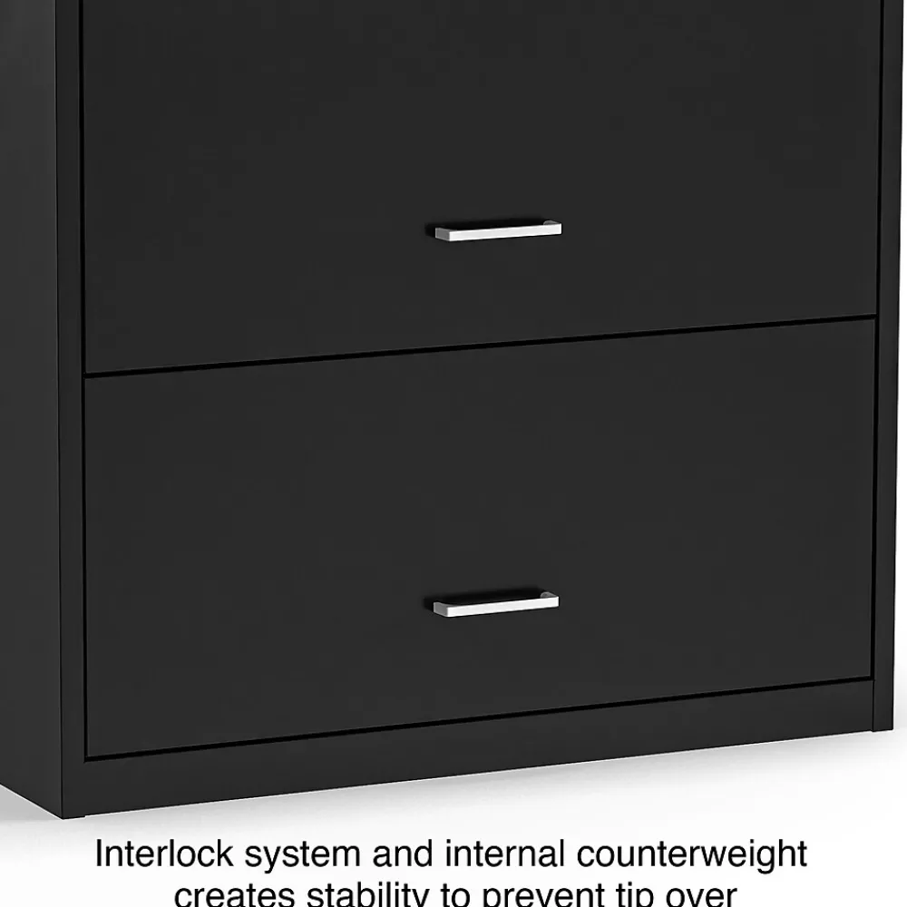 File Cabinets*Staples 2-Drawer Lateral File Cabinet, Letter/Legal Size, Lockable, 27.3"H x 29.8"W x 20.6"D, Black (ST52141-CC)