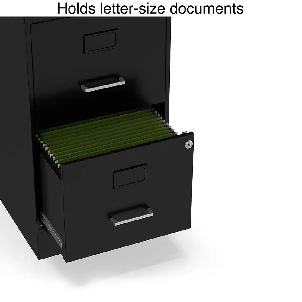 File Cabinets*Staples 2-Drawer Light Duty Vertical File Cabinet, Locking, Letter, Black, 18"D (52142)