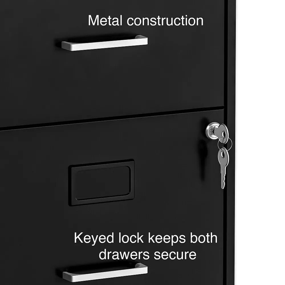 File Cabinets*Staples 2-Drawer Light Duty Vertical File Cabinet, Locking, Letter, Black, 18"D (52142)