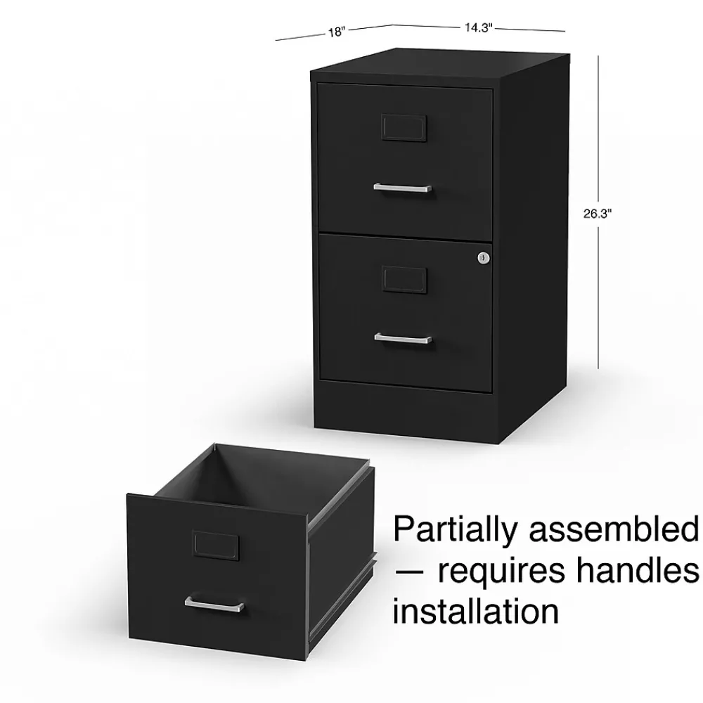 File Cabinets*Staples 2-Drawer Light Duty Vertical File Cabinet, Locking, Letter, Black, 18"D (52142)