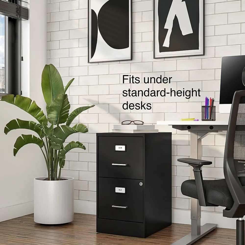 File Cabinets*Staples 2-Drawer Light Duty Vertical File Cabinet, Locking, Letter, Black, 18"D (52142)