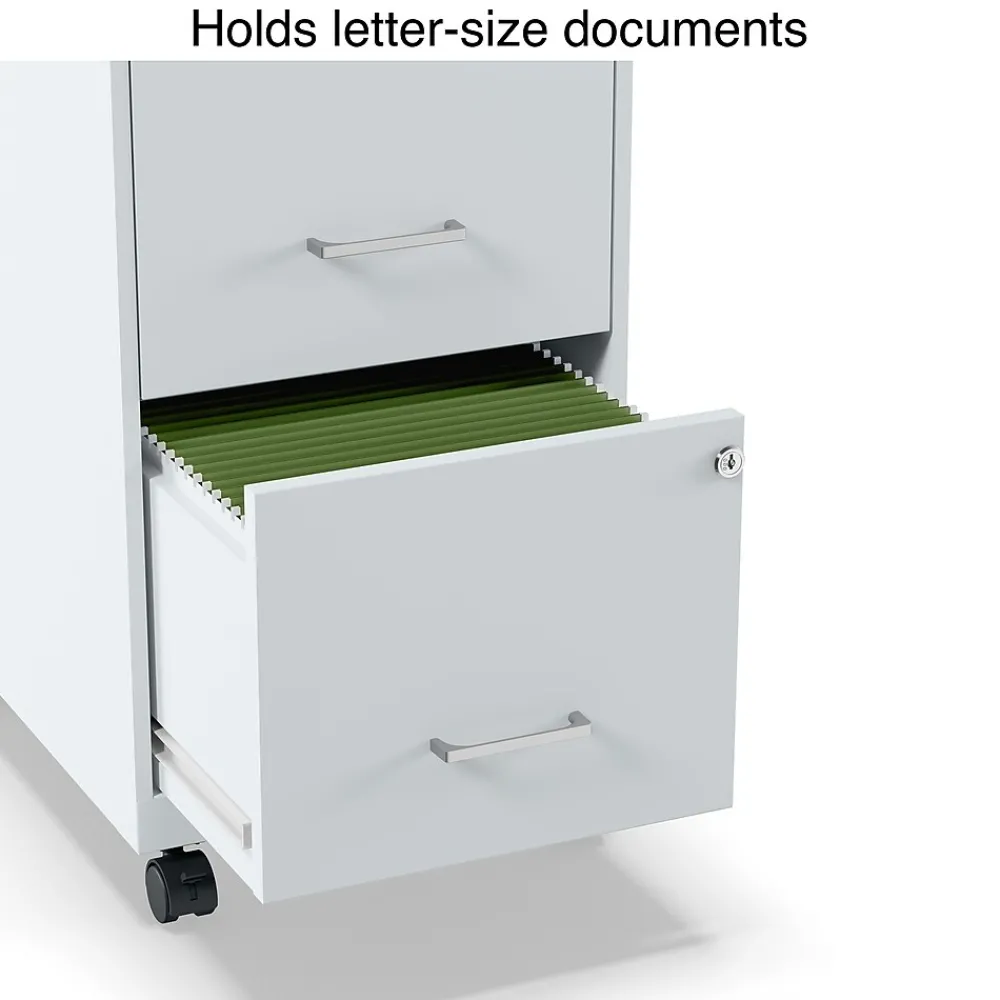File Cabinets*Staples 2-Drawer Mobile Vertical File Cabinet, Letter Size, Lockable, 26.3"H x 14.3"W x 18.9"D, Gray (ST60053-CC) Platinum