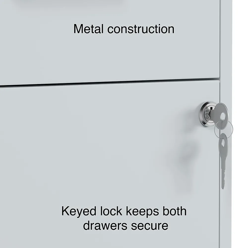 File Cabinets*Staples 2-Drawer Mobile Vertical File Cabinet, Letter Size, Lockable, 26.3"H x 14.3"W x 18.9"D, Gray (ST60053-CC) Platinum