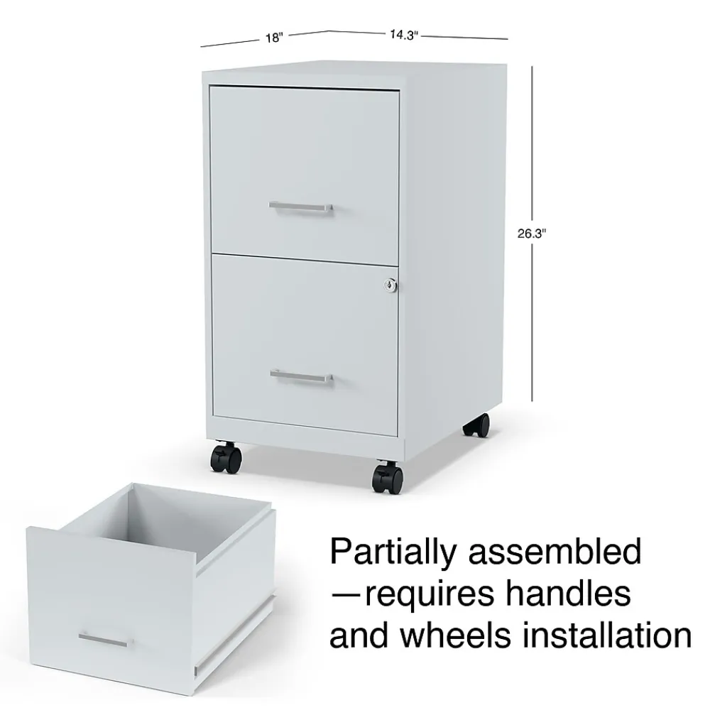 File Cabinets*Staples 2-Drawer Mobile Vertical File Cabinet, Letter Size, Lockable, 26.3"H x 14.3"W x 18.9"D, Gray (ST60053-CC) Platinum