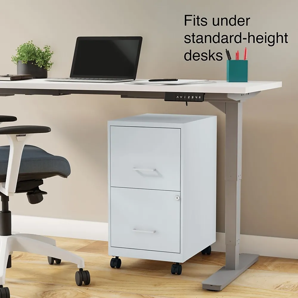 File Cabinets*Staples 2-Drawer Mobile Vertical File Cabinet, Letter Size, Lockable, 26.3"H x 14.3"W x 18.9"D, Gray (ST60053-CC) Platinum