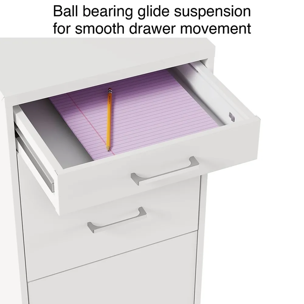 File Cabinets*Staples 3-Drawer Mobile Vertical File Cabinet, Letter Size, Lockable, 26.9"H x 14.3"W x 18.9"D, (ST52144-CC) White