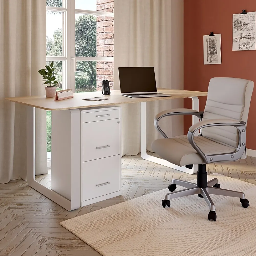File Cabinets*Staples 3-Drawer Mobile Vertical File Cabinet, Letter Size, Lockable, 26.9"H x 14.3"W x 18.9"D, (ST52144-CC) White