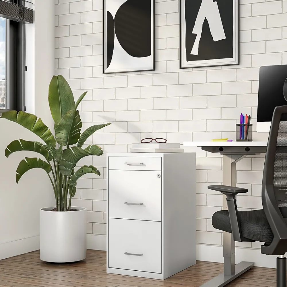 File Cabinets*Staples 3-Drawer Mobile Vertical File Cabinet, Letter Size, Lockable, 26.9"H x 14.3"W x 18.9"D, (ST52144-CC) White