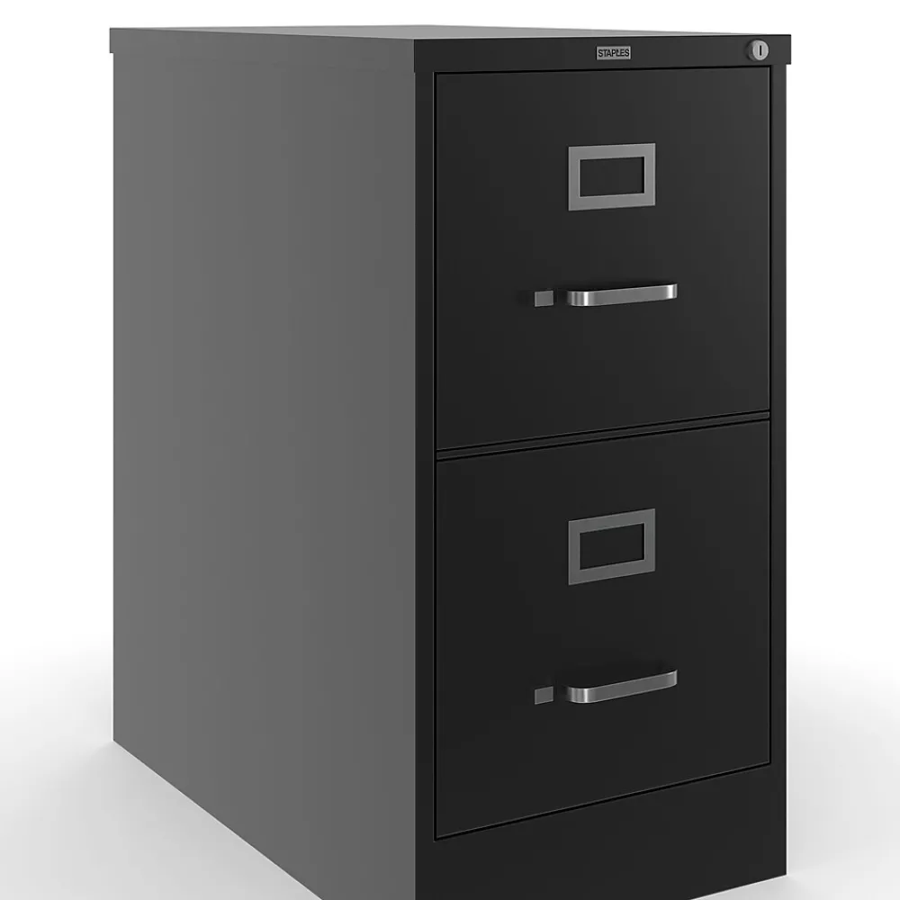 File Cabinets*Staples 2-Drawer Mobile Vertical File Cabinet, Letter Size, Lockable, 29"H x 15"W x 25"D, Black (59555/25420)