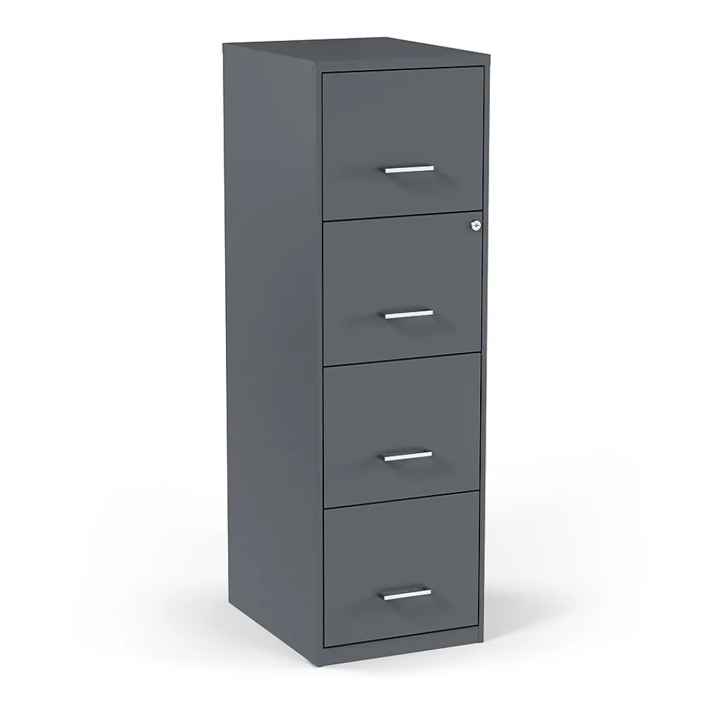 File Cabinets*Staples 4-Drawer Vertical File Cabinet, Letter Size, Lockable, 45.8"H x 14.3"W x 18.9"D, (ST52148-CC) Charcoal