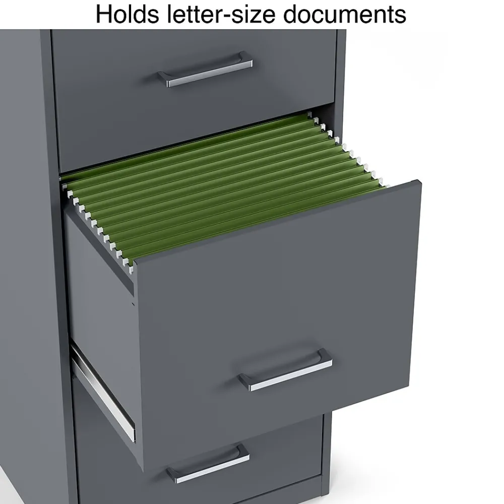 File Cabinets*Staples 4-Drawer Vertical File Cabinet, Letter Size, Lockable, 45.8"H x 14.3"W x 18.9"D, (ST52148-CC) Charcoal