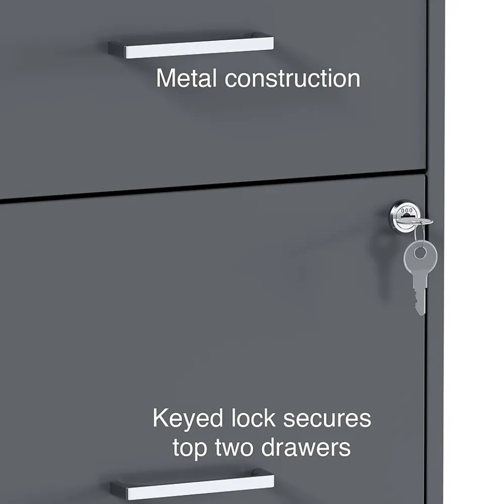 File Cabinets*Staples 4-Drawer Vertical File Cabinet, Letter Size, Lockable, 45.8"H x 14.3"W x 18.9"D, (ST52148-CC) Charcoal