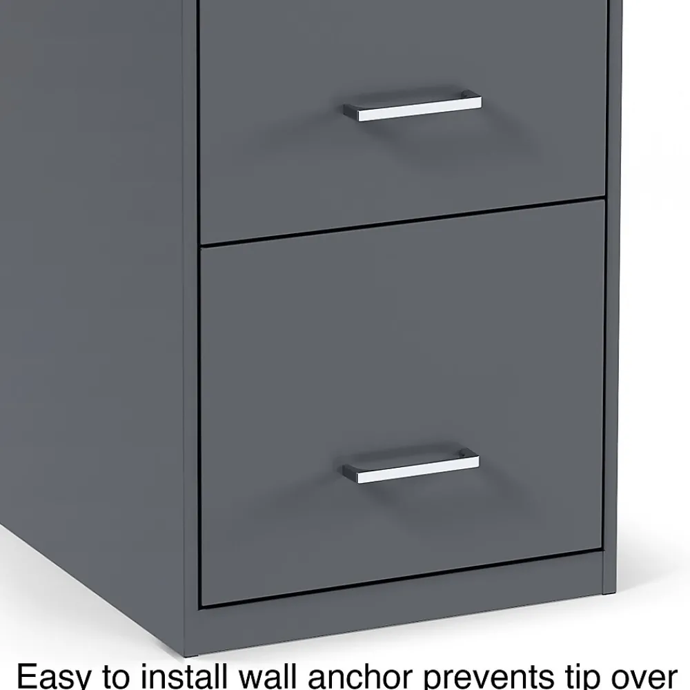 File Cabinets*Staples 4-Drawer Vertical File Cabinet, Letter Size, Lockable, 45.8"H x 14.3"W x 18.9"D, (ST52148-CC) Charcoal