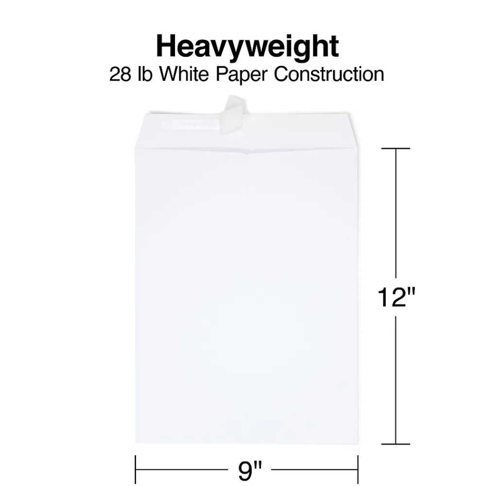 Staples EasyClose Catalog Envelopes, 9"L x 12"H, White, 250/Box (479885N)