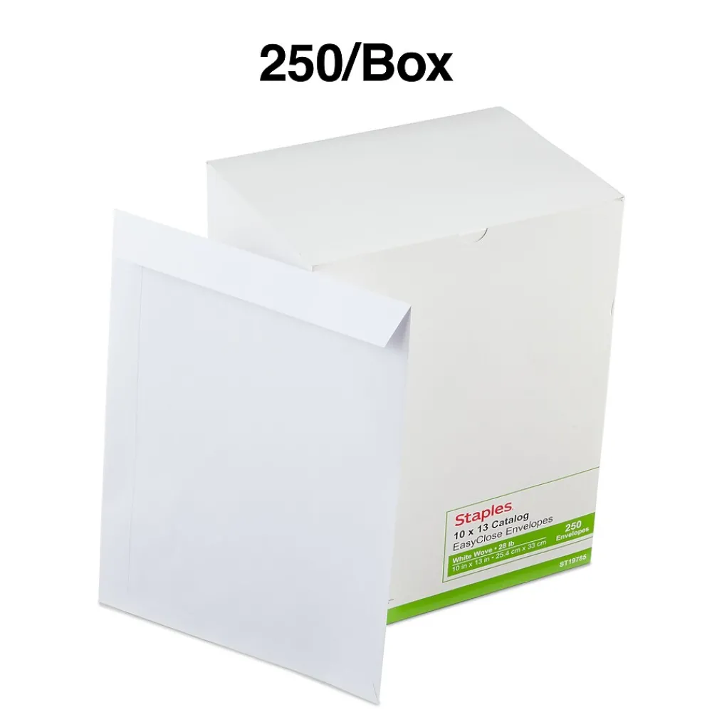 Online Staples EasyClose Catalog Envelopes, 10"L x 13"H, White, 250/Box (SPL479886)
