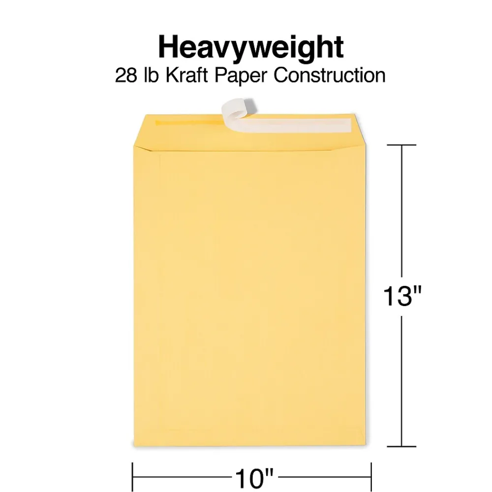 Sale Staples EasyClose Kraft Catalog Envelopes, 10"L x 13"H, Brown, 250/Box (479889/14238)