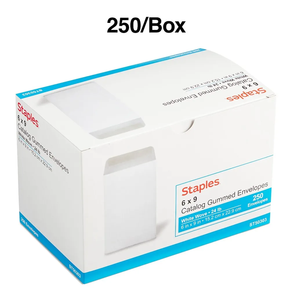 Discount Staples Economy Gummed Catalog Envelopes, 6" x 9", White, 250/Box (50303T)