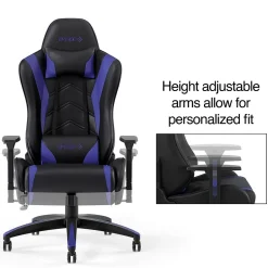 Gaming Chairs*Emerge Staples Vartan Bonded Leather Ergonomic Gaming Chair, Black/Blue (53242V)