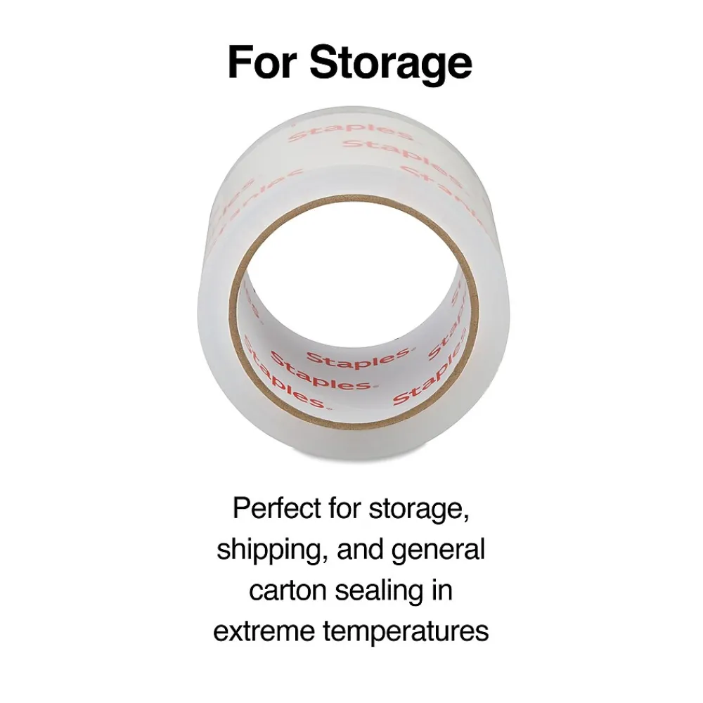 Hot Staples Extra Wide Packing Tape with Dispenser, 2.83" x 54.6 yds., Clear, 2/Rolls (ST-XW22-PG)
