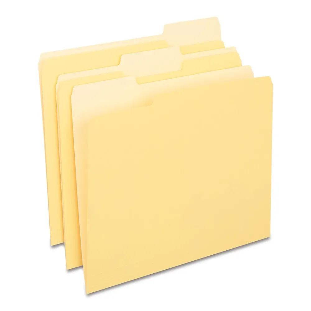 File Folders|Staples File Folders, 1/3-Cut Tab, Letter Size, , 24/Pack (ST13844-CC) Yellow