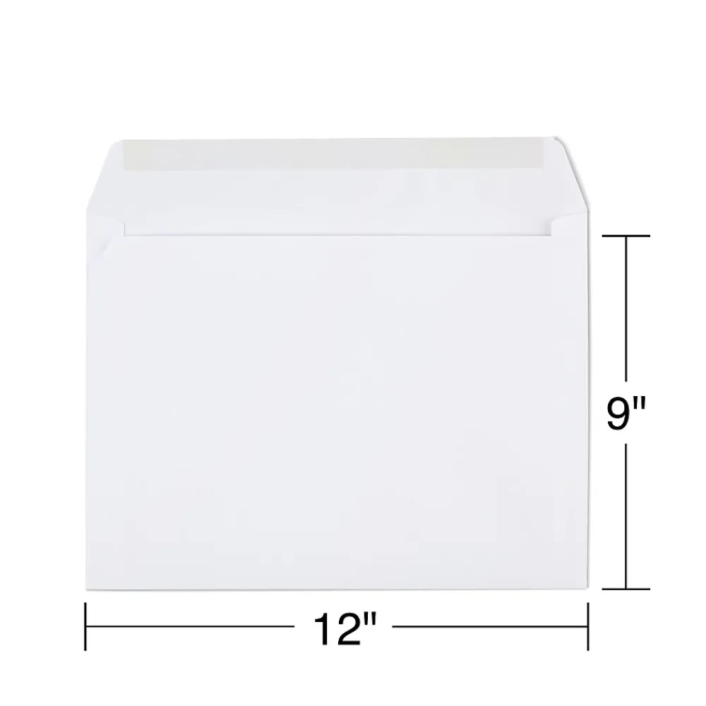 Clearance Staples Gummed Booklet Envelopes, 9" x 12", White, 100/Box (473009/19307)