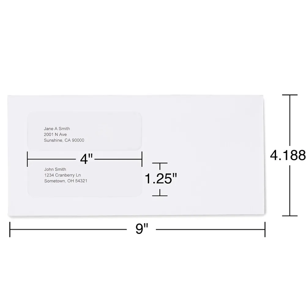 Outlet Staples Gummed Business Envelopes, 4 3/16" x 9", White, 1000/Box (381911/17045)