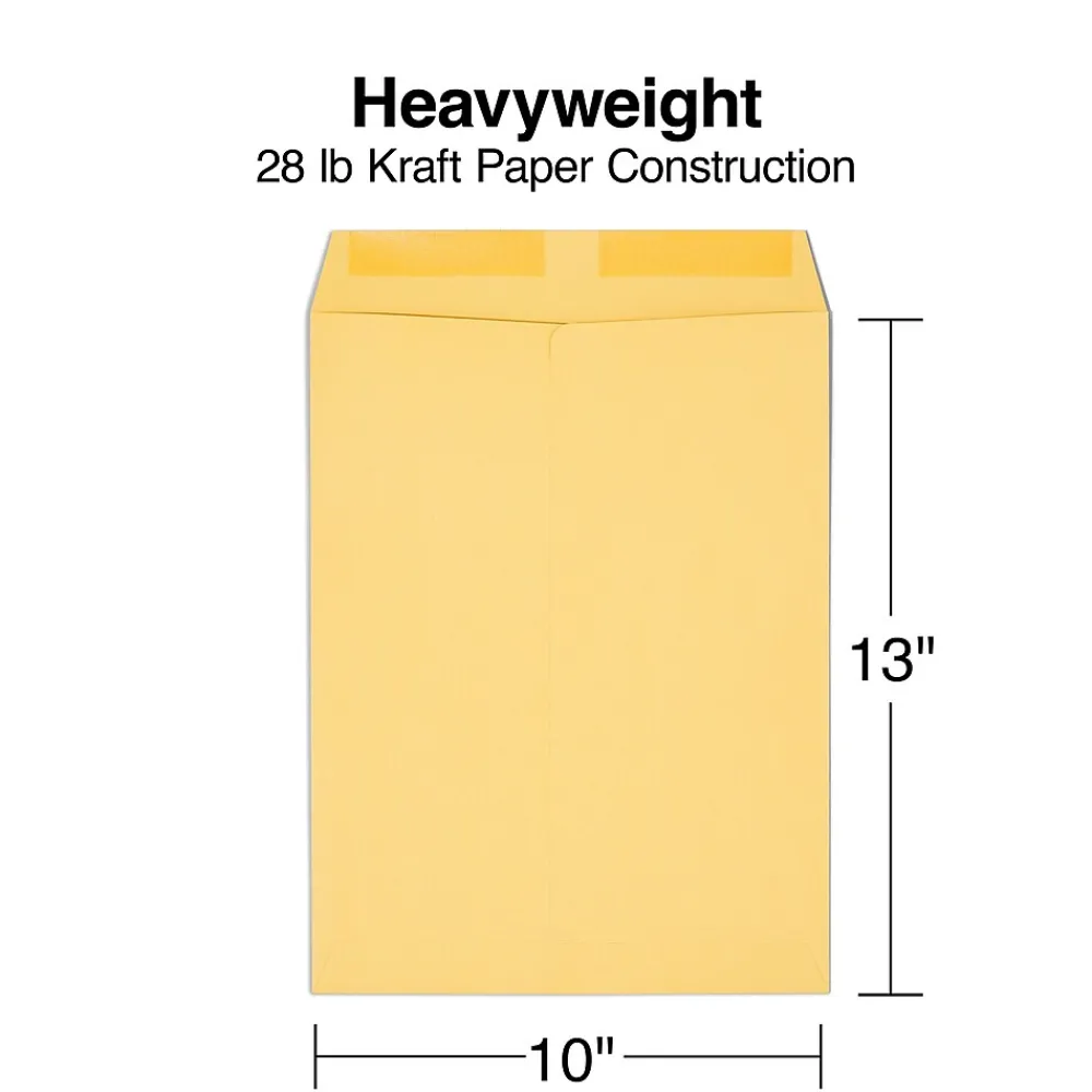 Outlet Staples Gummed Kraft Catalog Envelopes, 10"L x 13"H, Brown, 250/Box (486946/17033)