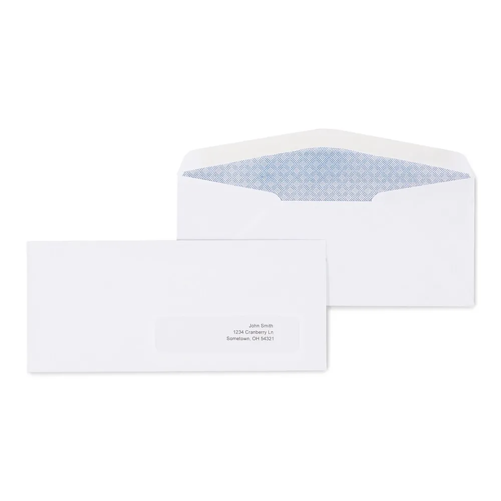 Discount Staples Gummed Security Tinted #10 Window Envelope, 4 1/8" x 9 1/2", White Wove, 500/Box (19806/572043)