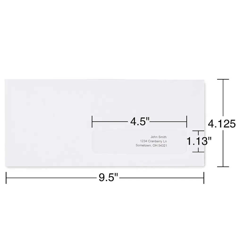 Discount Staples Gummed Security Tinted #10 Window Envelope, 4 1/8" x 9 1/2", White Wove, 500/Box (19806/572043)