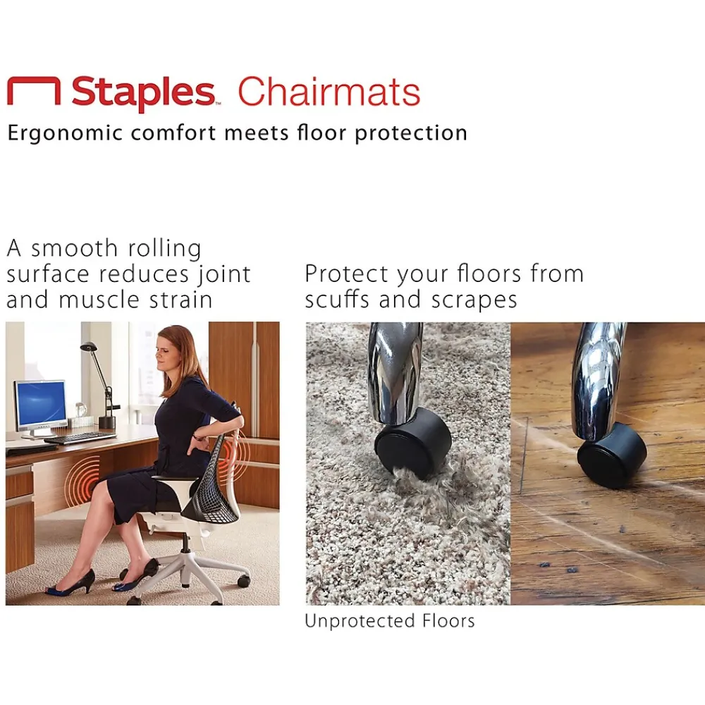 Chair Mats*Staples Hard Floor Chair Mat, 36" x 48", Clear Vinyl (130083)