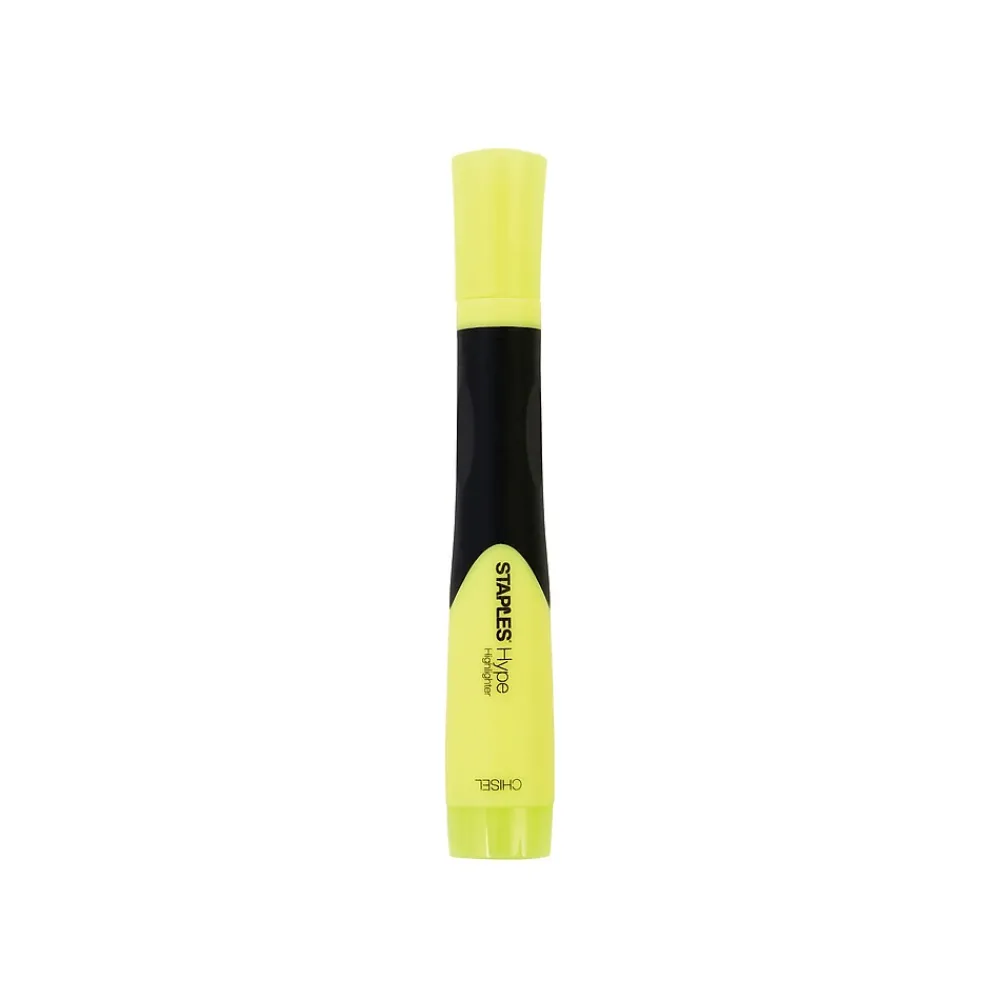 Highlighters|Staples Hype Tank Highlighters, Chisel Tip, Yellow, 5/Pack (29219)