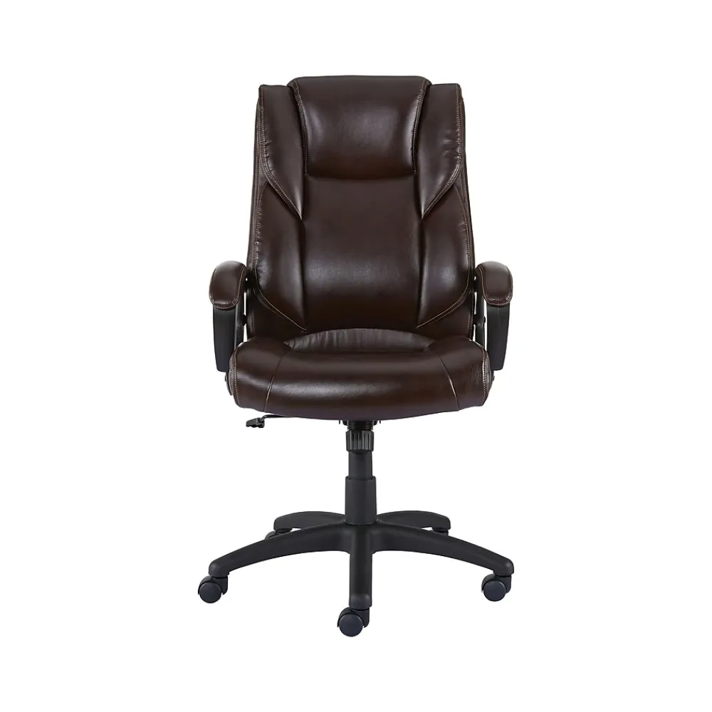 Ergonomic Chairs*Staples Kelburne Luxura Ergonomic Faux Leather Swivel Executive Chair, (58227-CC) Brown