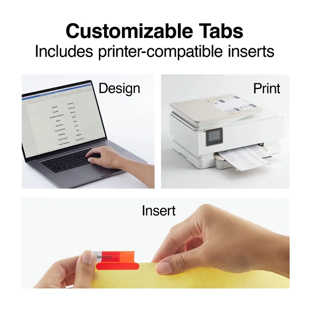 Dividers|Staples Large Tab Insertable Paper Divider, 8 Tabs, Buff with Assorted-Color Tabs, 1 Set (13487/11111)
