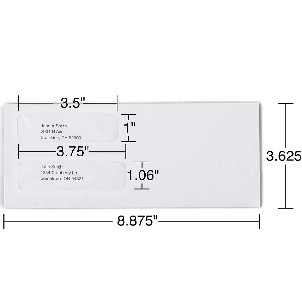 Discount Staples Laser Check Size Gummed Security Tinted Business Envelopes, 3 5/8" x 8 7/8", Wove White, 1000/Box (381898/17046)