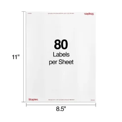 Outlet Staples Laser/Inkjet Address Labels, 1/2