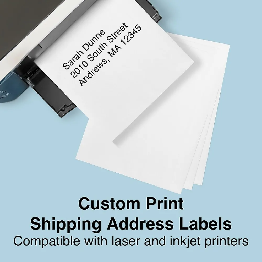 Online Staples Laser/Inkjet Shipping Labels, 8 1/2" x 11", White, 1 Label/Sheet, 100 Sheets/Box (18062/SIWO150)