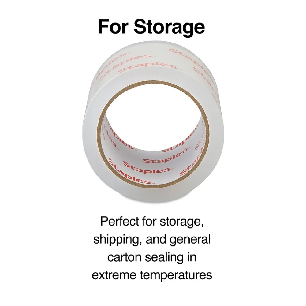Hot Staples Lightweight Moving & Storage Packing Tape , 2.83" x 54.6 yds., Clear, 6/Rolls (52204)
