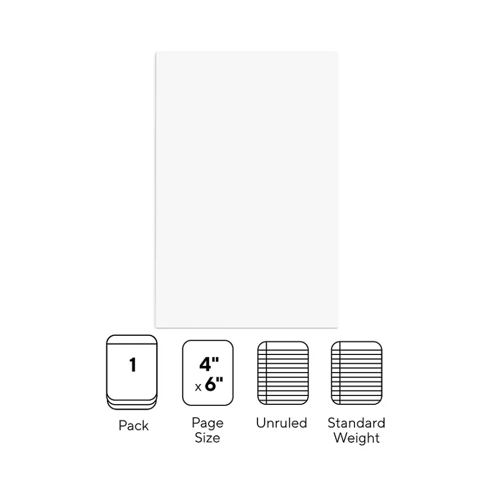 Notepads|Staples Loose Memo Sheets, 4" x 6", White, 500 Sheets/Pad, /Pack (ST57326)