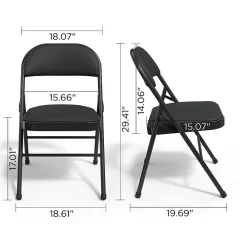 Folding & Stacking*Staples Luxura Faux Leather Folding Chair, Black, 4/Pack (51504)