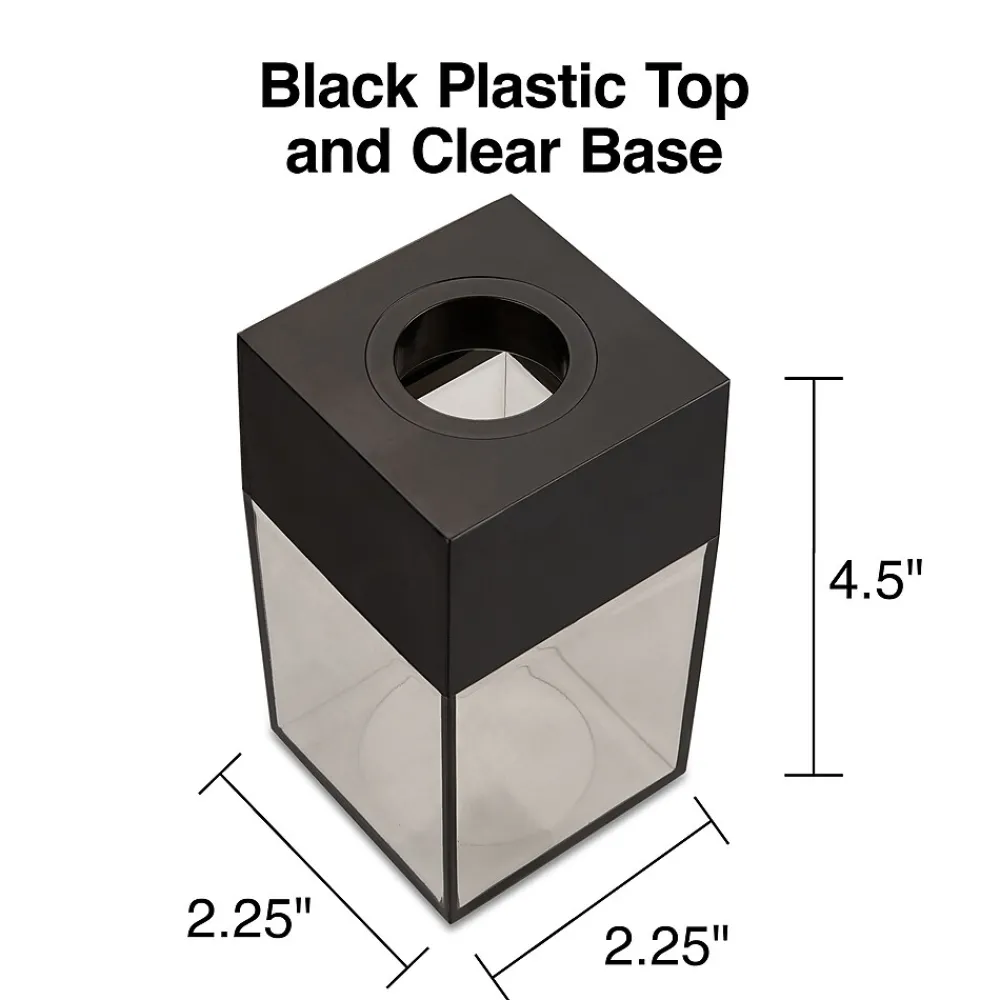 Clips & Fasteners|Staples Magnetic Paper Clip Dispenser, Clear/Black (10590)