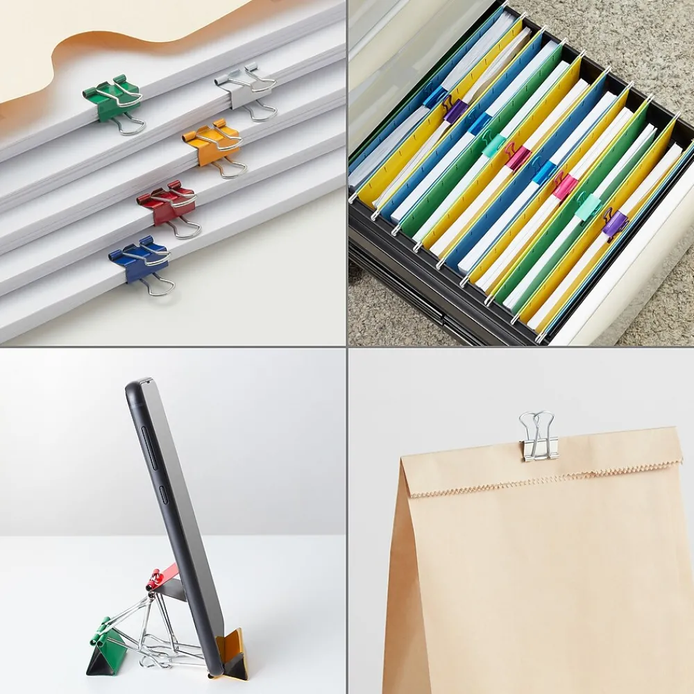 Clips & Fasteners|Staples Mini Binder Clips, 0.25" Capacity, Assorted Colors, 60 Clips/Pack (ST15347/15347)