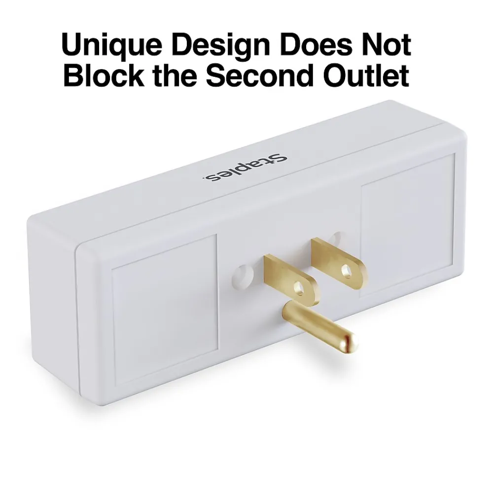 Staples 3-Outlet In-Wall Plug-In Power Adapter, White (22141)