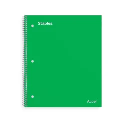 Subject Notebooks|Staples Premium Poly 1-Subject Notebook, 8" x 10.5", Wide Ruled, 100 Sheets, (TR51452) Green
