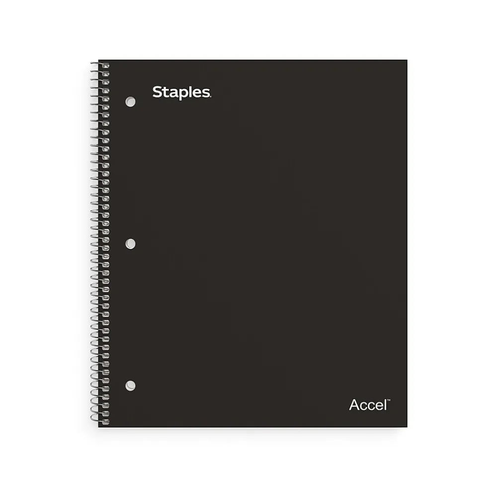 Subject Notebooks|Staples Premium 1-Subject Notebook, 8.5" x 11", College Ruled, 100 Sheets, Black, 12 Notebooks/Carton (ST20950CT)
