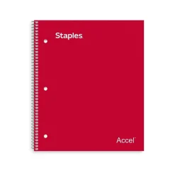 Subject Notebooks|Staples Premium 1-Subject Notebook, 8.5" x 11", Graph Ruled, 100 Sheets, (TR58324) Red